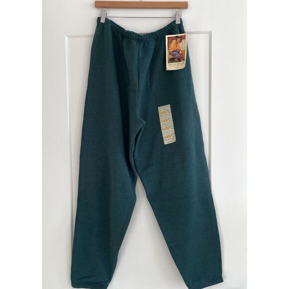 90s Vintage Fruit of the Loom Sweatpants Green Fleece Joggers Deadstock NWT XL - Picture 1 of 14